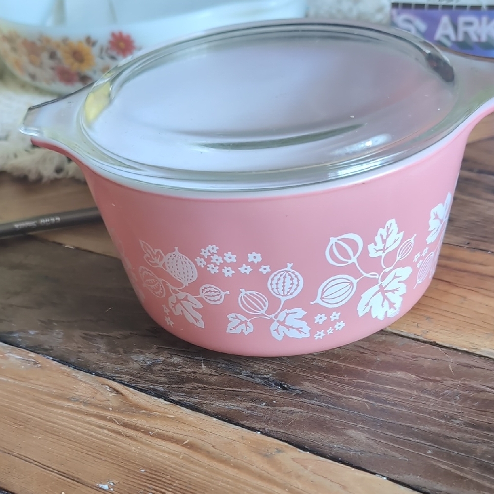 Pink Floral Glass Lid Casserole Dish